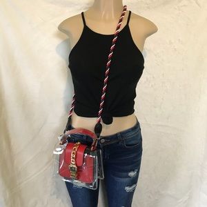 Christine Red Clear Square Crossbody & Hand Bag